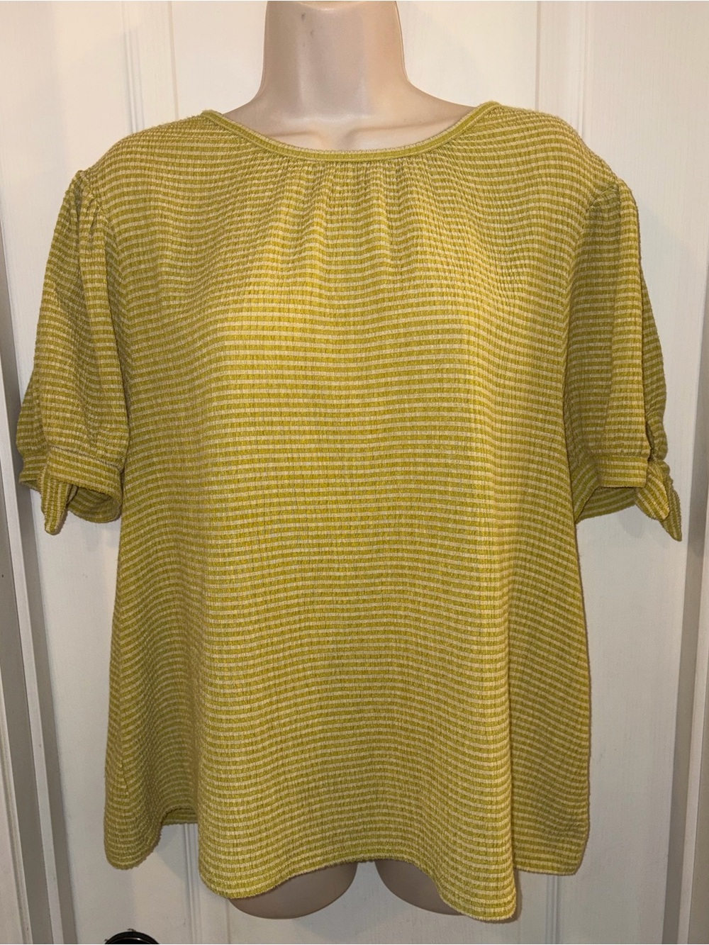 LOFT Women’s Short Sleeve Textured Top in Mustard Yellow